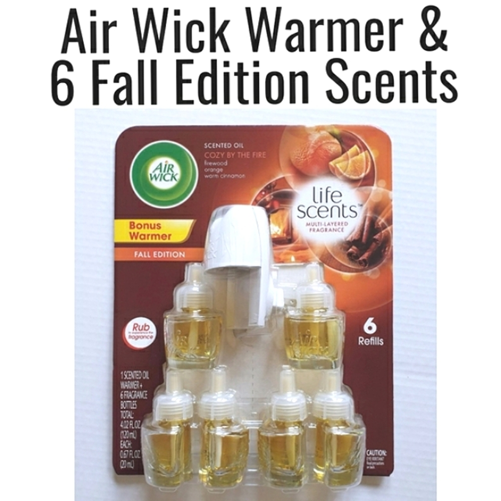 Airwick Fall Limited Edition Set in Cozy By The Fire Scented 6 pk Oils & Plug-in
